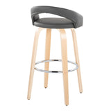 Grotto - Upholstered Fixed-Height Barstool (Set of 2) - Natural Wood