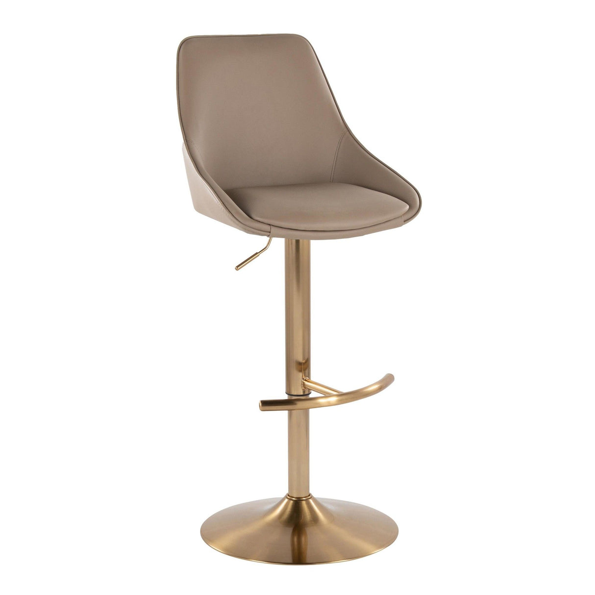 Diana - Adjustable Barstool With Rounded T Footrest (Set of 2) - Gold Metal