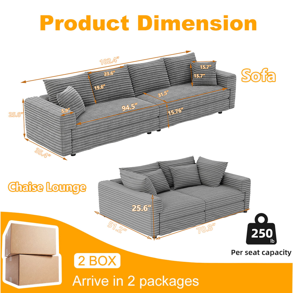 4 Seat Sofa, Deep Seat Couches With Soft Pillows