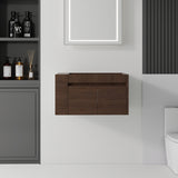 Floating Bathroom Vanity Cabinet, Soft Close Double Drawers, Open Side Storage, Wall Mounted, Cabinet Only