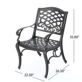 Luminea - Outdoor Aluminum Dining Chair With Scroll Design, Lattice Pattern And Cabriole Legs - Copper