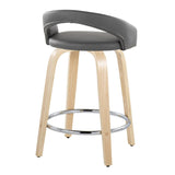Grotto - 31" Upholstered Fixed-Height Counter Stool (Set of 2) - Natural Wood Base