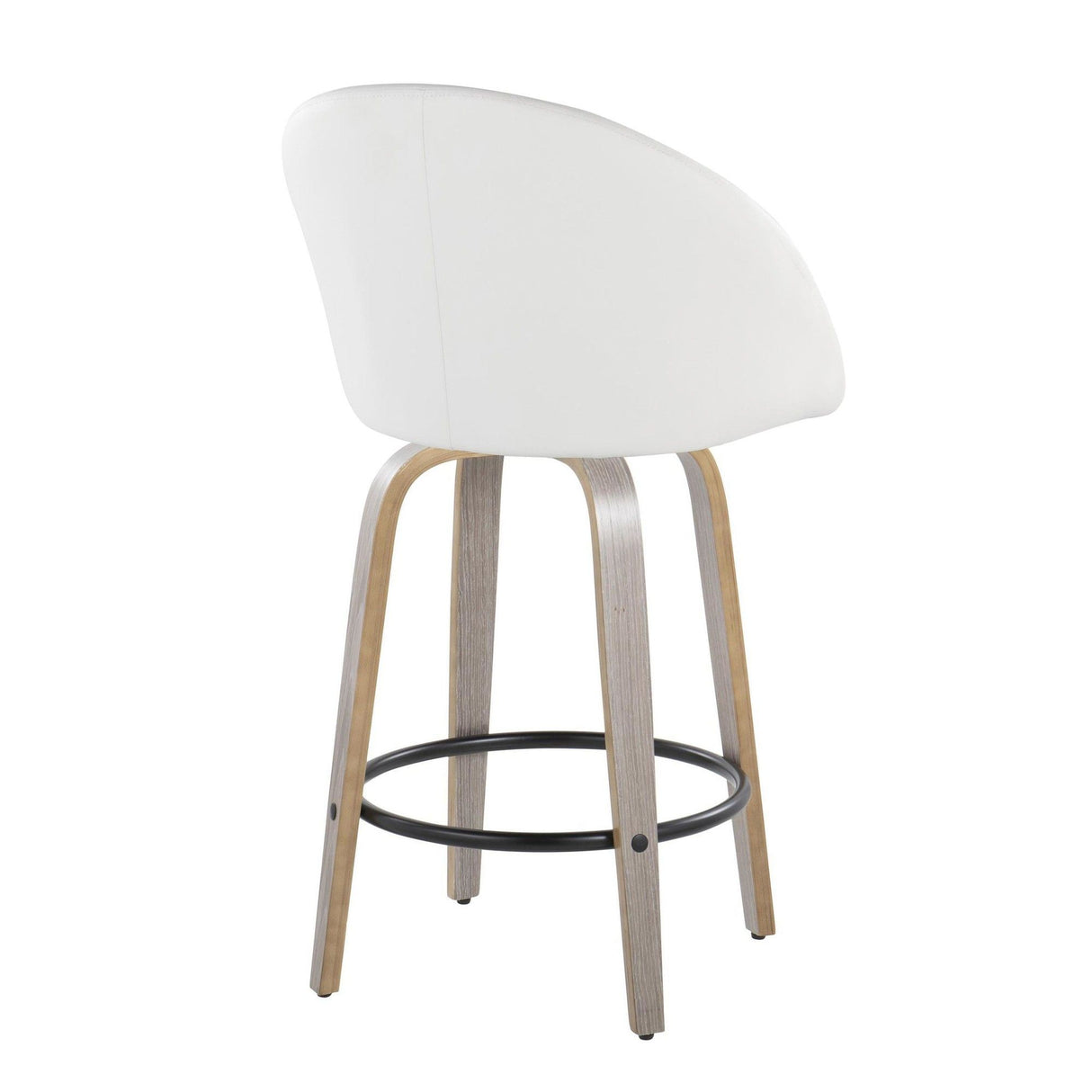 Matisse - 26" Highback Fixed-Height Counter Stool With Swivel And Round Chrome Metal Footrest (Set of 2) - Light Gray Wood