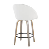 Matisse - 26" Highback Fixed-Height Counter Stool With Swivel And Round Chrome Metal Footrest (Set of 2) - Light Gray Wood