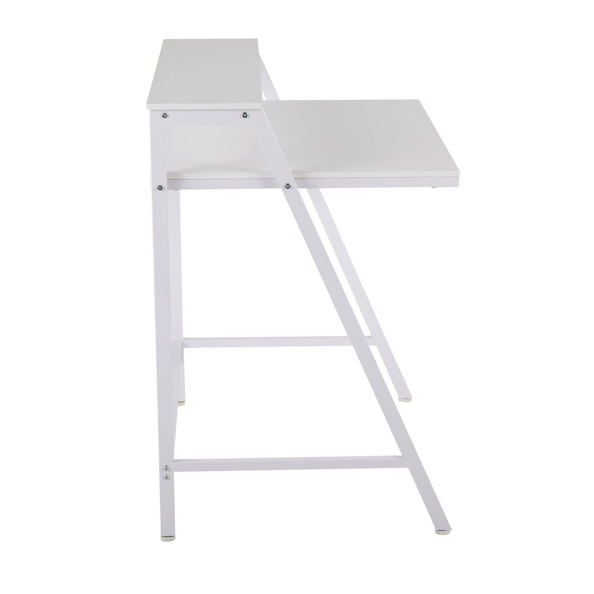 2-Tier - Office Desk - White Steel And White Wood