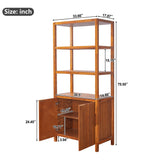 Modern Tall Storage Bookcase Cabinet With 2 Open Shelves & Double Doors