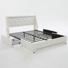 Wingback Upholstered Bed Frame With LED Lights, Charging Station