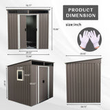 Outdoor Metal Storage Shed With Window Transparent Plate W540S00011 - Gray