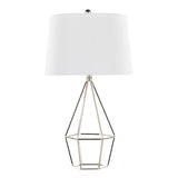 Geome - 27" Metal Table Lamp (Set of 2) - Polished Nickel With White Linen Shade From Grandview Gallery