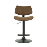 Leland - Adjustable Swivel Curved Back Wood Bar Stool With Faux Leather Seat