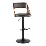 Cecina - Adjustable Barstool With Swivel And Rounded T Footrest (Set of 2) - Black Metal, Cherry Wood