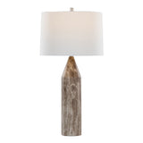 Point - 30" Table Lamp (Set of 2) - Brown Metal And White Linen With Faux Marble Finish