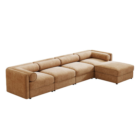 Contemporary Elegant White Chenille Sofa With Storage And Ottoman
