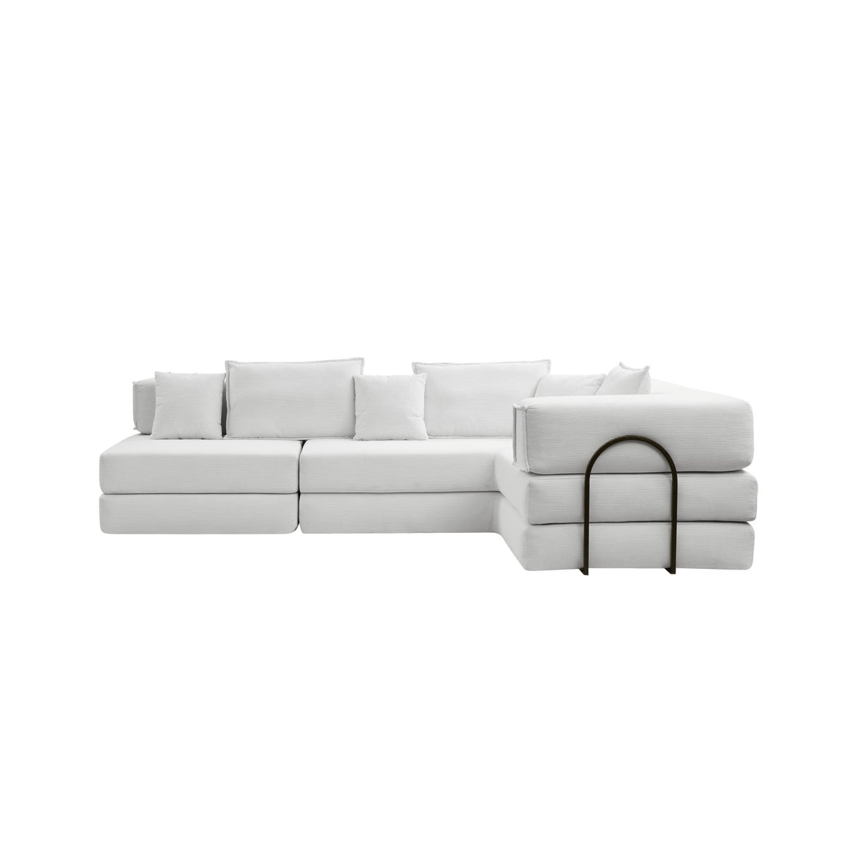 Modular L Shaped Floor Living Room Sofa Set With 6 Pillows
