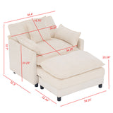 Accent Chair With Ottoman - Beige