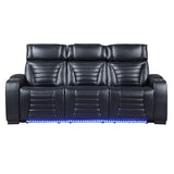 Ephron - Power Motion Sofa With Dropdown Table, Wireless Charging, Reading Light, Power Headrests & LED - Black