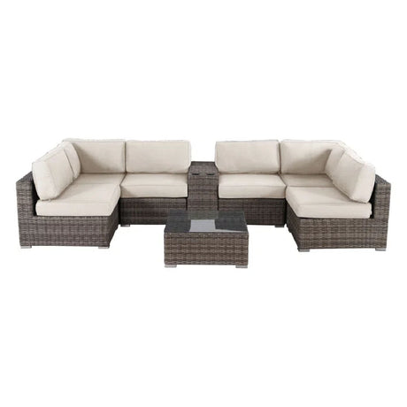 Elegant 4 Person Wicker Patio Seating Set With Cushions And Glass Top Table
