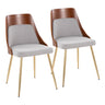 Anabelle - Dining / Accent Chair (Set of 2) - Gold Metal, Walnut Wood