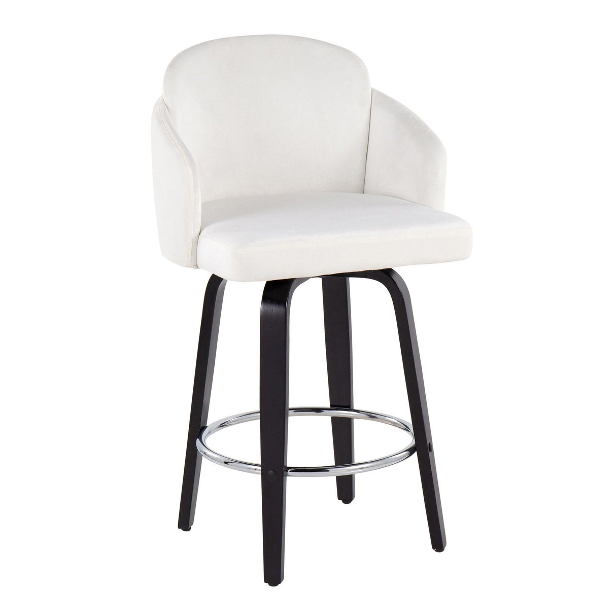 Dahlia - Contemporary Counter Stool With Velvet Seat (Set of 2) - Black Wood