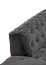 Mary - Tufted Chaise With 1 Accent Pillow - Dark Gray