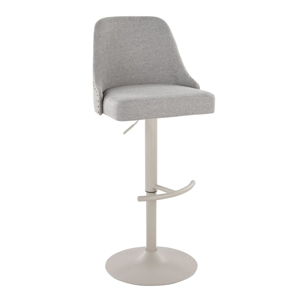 Studded - Marcel Adjustable Barstool (Set of 2) - Pearl Grey Metal