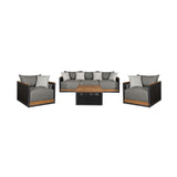 Artesia - 4 Piece Outdoor Patio Conversation Set - Teak / Dark Gray