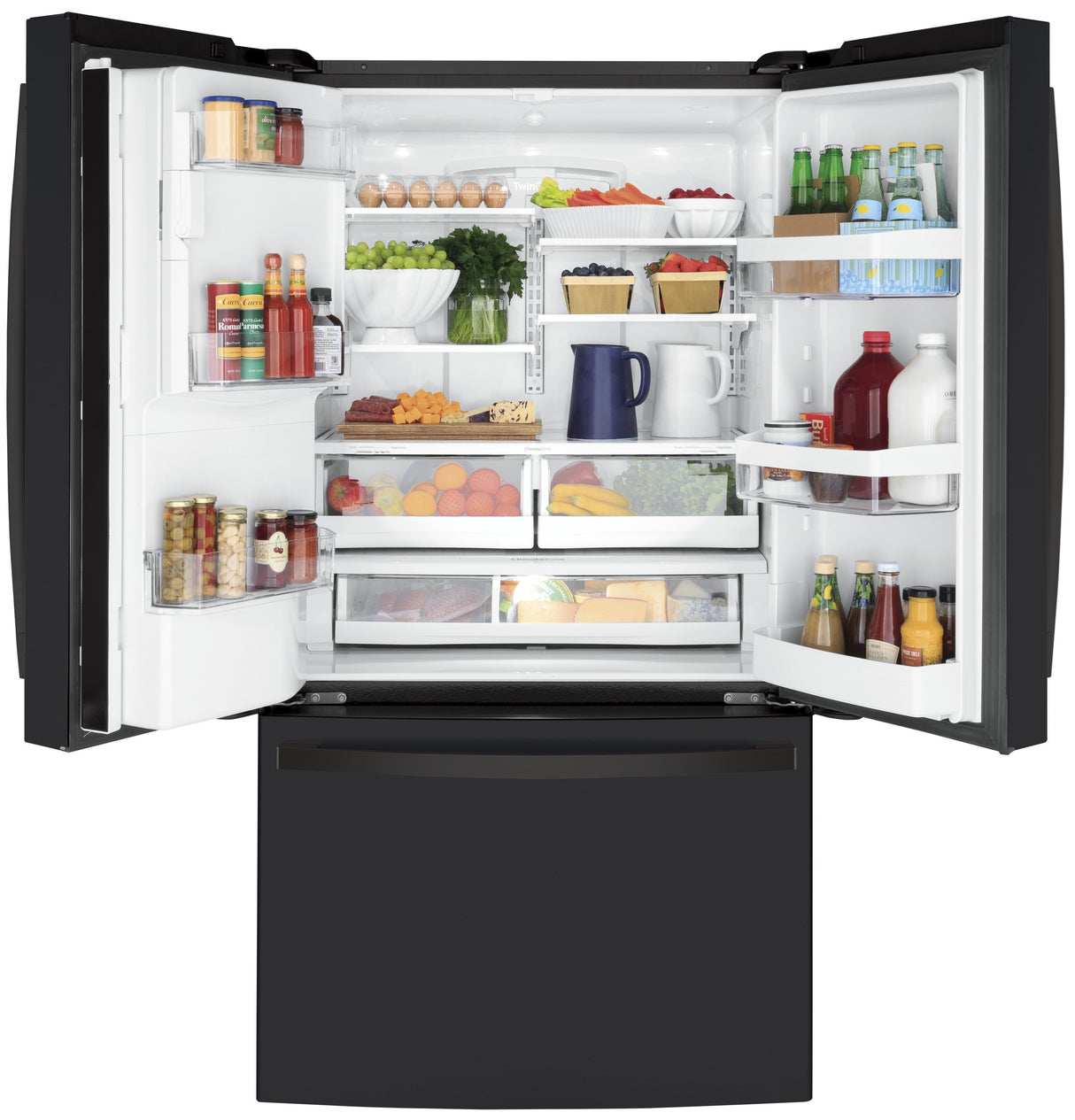 GE GYE22GENDS - 36 in. 22.1 cu. ft. Counter Depth French Door Refrigerator with Ice & Water Dispenser - Fingerprint Resistant Black Slate