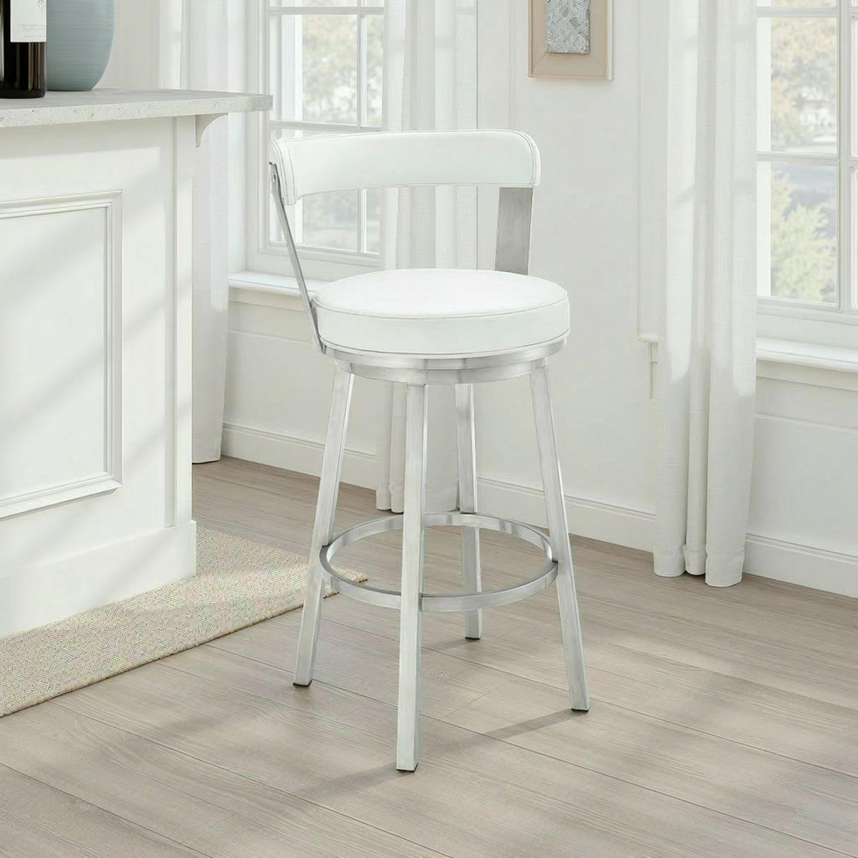 Bryant - Swivel Bar Stool With Silver Frame