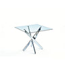 Dining Table With Cross Metal Leg And Tempered Glass, Modern Space Saving Kitchen Table For Living Room Legs, Square Table