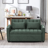 Convertible Sofa Bed Loveseat Sofa With Three USB Ports, Two Side Pockets, Two Cup Holders And 360° swivel Phone Holder For Living Room