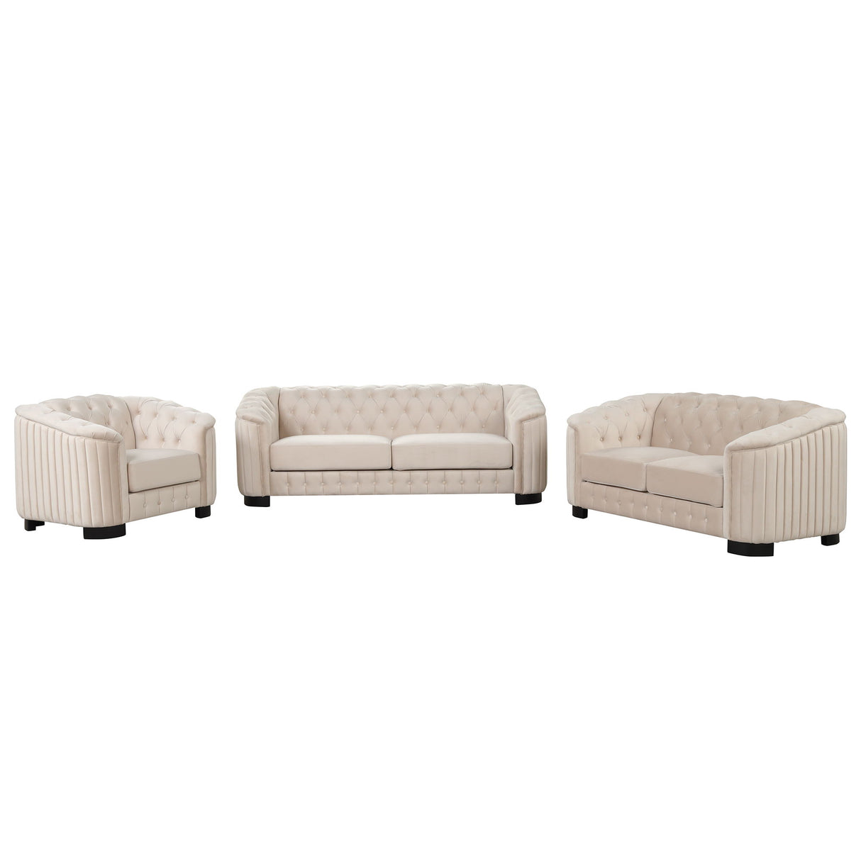Upholstered 3 Piece Sofa Set With Legs