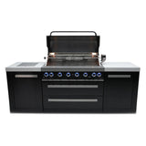 Mont Alpi Black Series 8 Ft Propane Outdoor Kitchen Island w/ Side Burner - MAi805-BSS