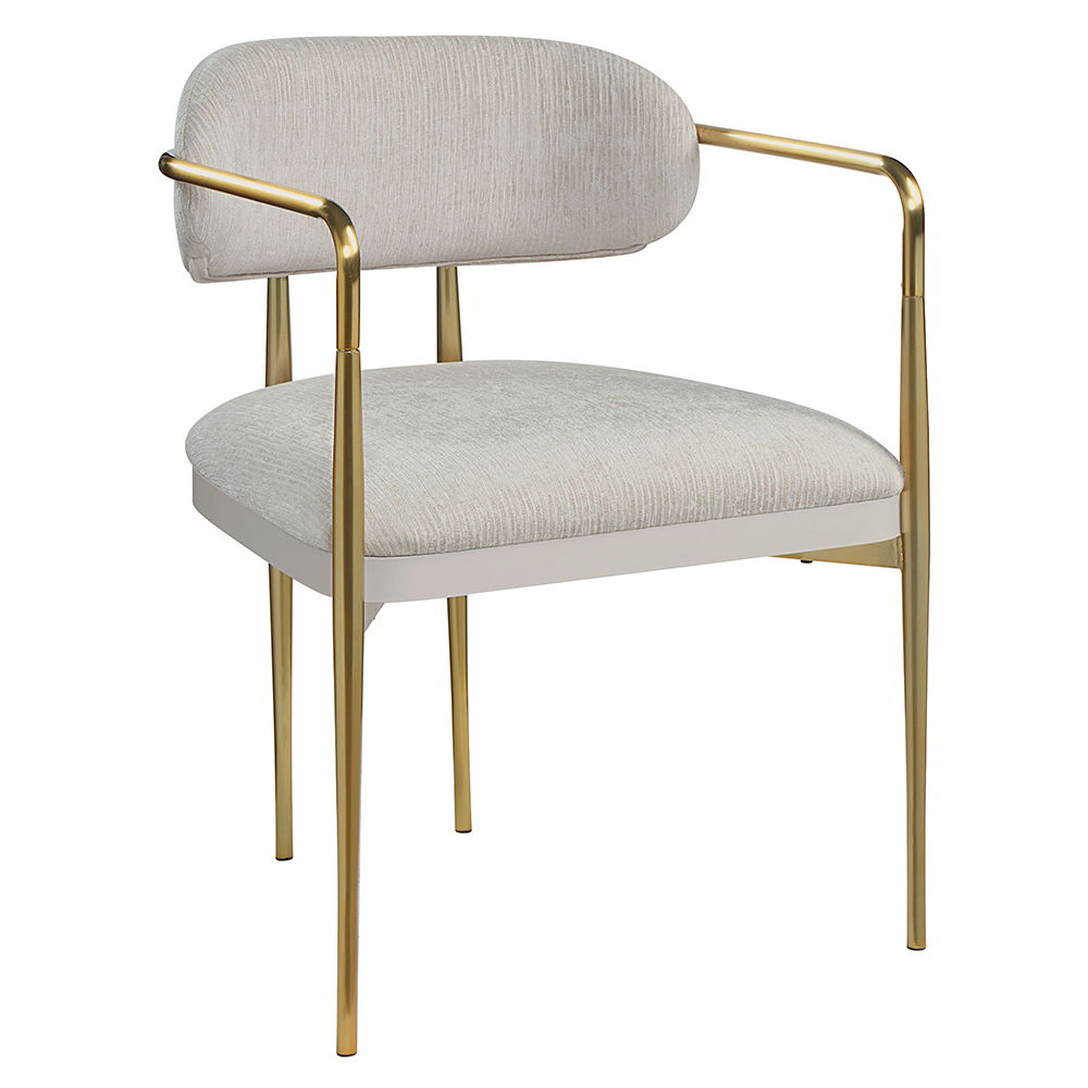 Zayn - Arm Chair (Set of 2) - Beige Chenille & Gold
