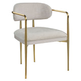 Zayn - Arm Chair (Set of 2) - Beige Chenille & Gold