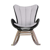 Fanny - Outdoor Patio Rocking Chair - Light Eucalyptus Wood And Charcoal Rope