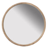 Round Wood Mirror, Wall Mounted Mirror Home Decor For Bathroom Living Room
