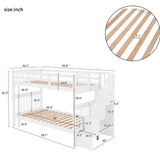 Stairway Bunk Bed With Storage And Guard Rail For Bedroom