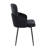 Dahlia - Dining Chair (Set of 2) - Black Metal And Black Velvet With Gold Accent