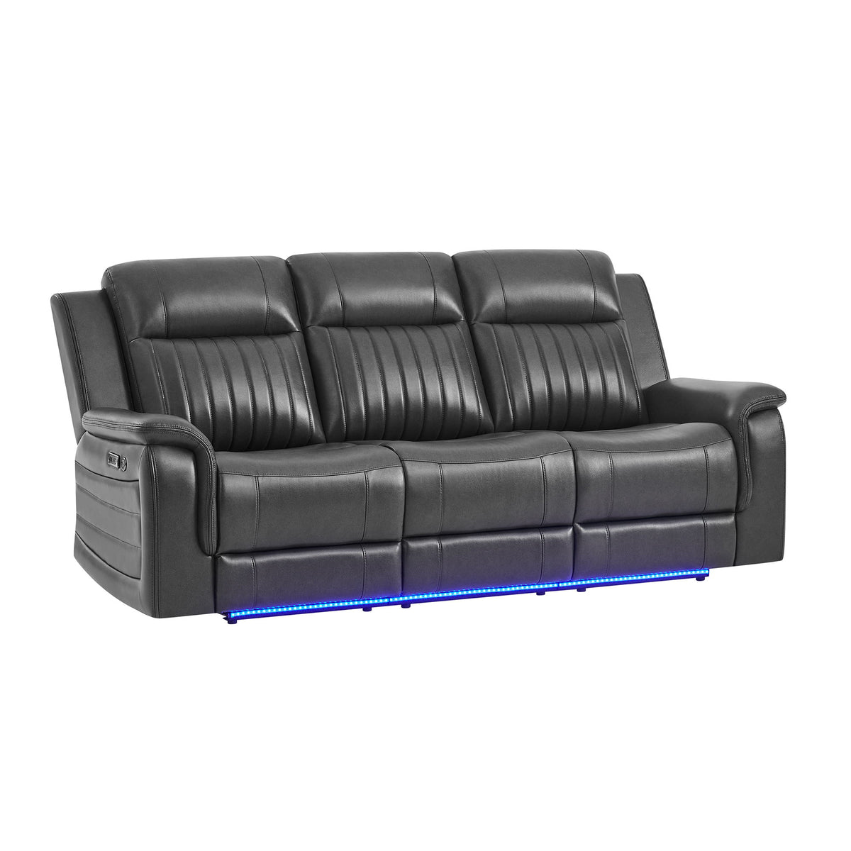 Ian - Power Reclining Sofa With LED & Global Surround System - Charcoal