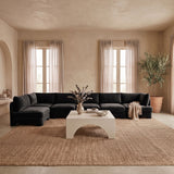 Hammond - Velvet Performance Fabric Upholstered 6 Piece L-Shaped Armless Sectional