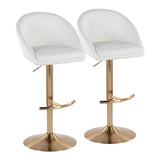 Matisse - Highback Adjustable Barstool With Rounded T Footrest (Set of 2) - Gold Metal