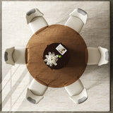 Modern Round Dining Table Set With Glass Top And Steel Legs