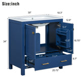 Bathroom Vanity With Single Sink, Combo Cabinet Undermount Sink, Bathroom Storage Cabinet With Two Doors And A Drawer, Soft Closing, Multifunctional Storage, Solid Wood Frame