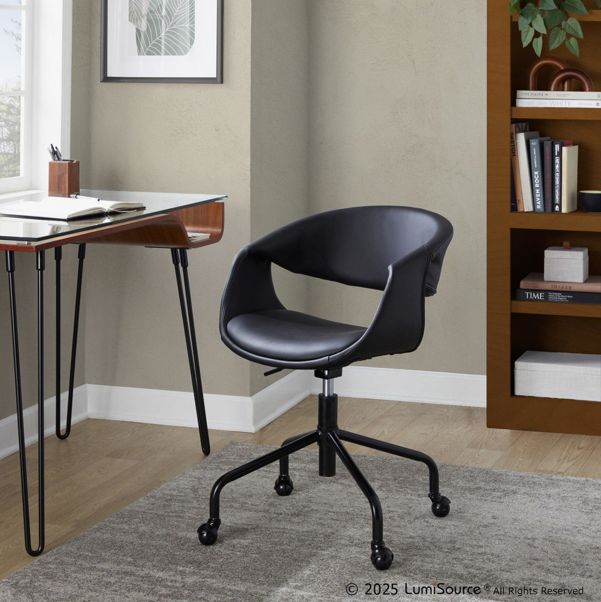 Curvo - Upholstered 4-Star Task Chair - Black Metal Base