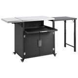 Versatile Outdoor Cabinet With Folding & Expandable Work Surfaces, Ample Storage Space, And Lockable Wheels - Matte Black