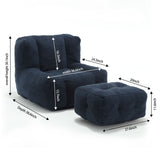 Modern Indoor Fluffy Bean Bag Chair With Memory Foam And Ottoman, Super Soft