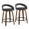 Grotto - 31" Upholstered Fixed-Height Counter Stool (Set of 2) - Walnut Wood Base