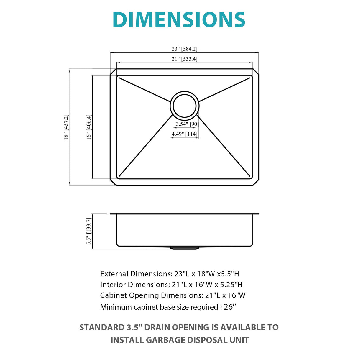 Undermount Sink, Low Depth Single Bowl
