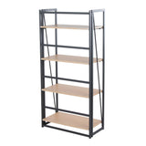 Dakota - Contemporary Bookcase - Black Painted Metal And Natural Wood