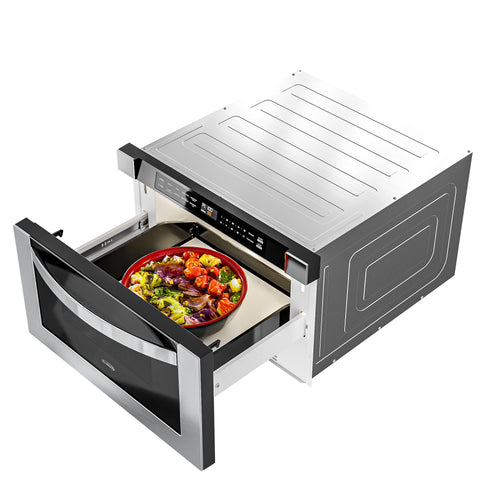 24 in. Stainless-Steel Microwave Drawer, Wall-Mounted with Flat Bottom,1.2 Cu. Ft. KM-MD-1SS